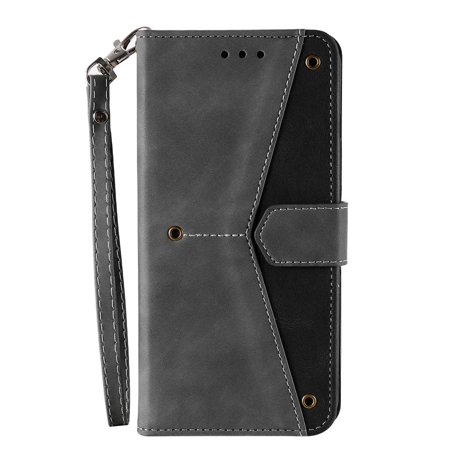 Chic Two-tone Wallet Phone Cases with Card Holder Compatible with iPhone 17 16 15 14 13 12 Samsung Galaxy S25 S24 S23 A56 A55 A54 Handstrap Flip Cover