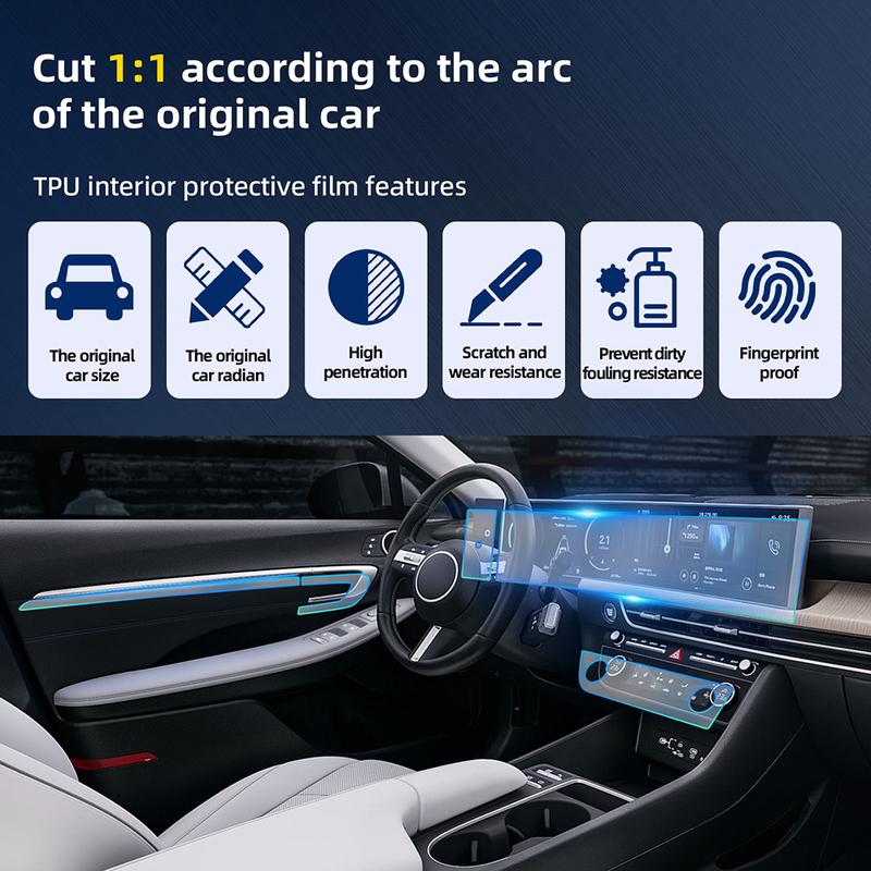 TPU Innenfolie für Hyundai Sonata 2024 2025 2026 Bildschirm-Schutzfolie für die Mittelkonsole Kratzfest Reparatur Klarer Aufkleber