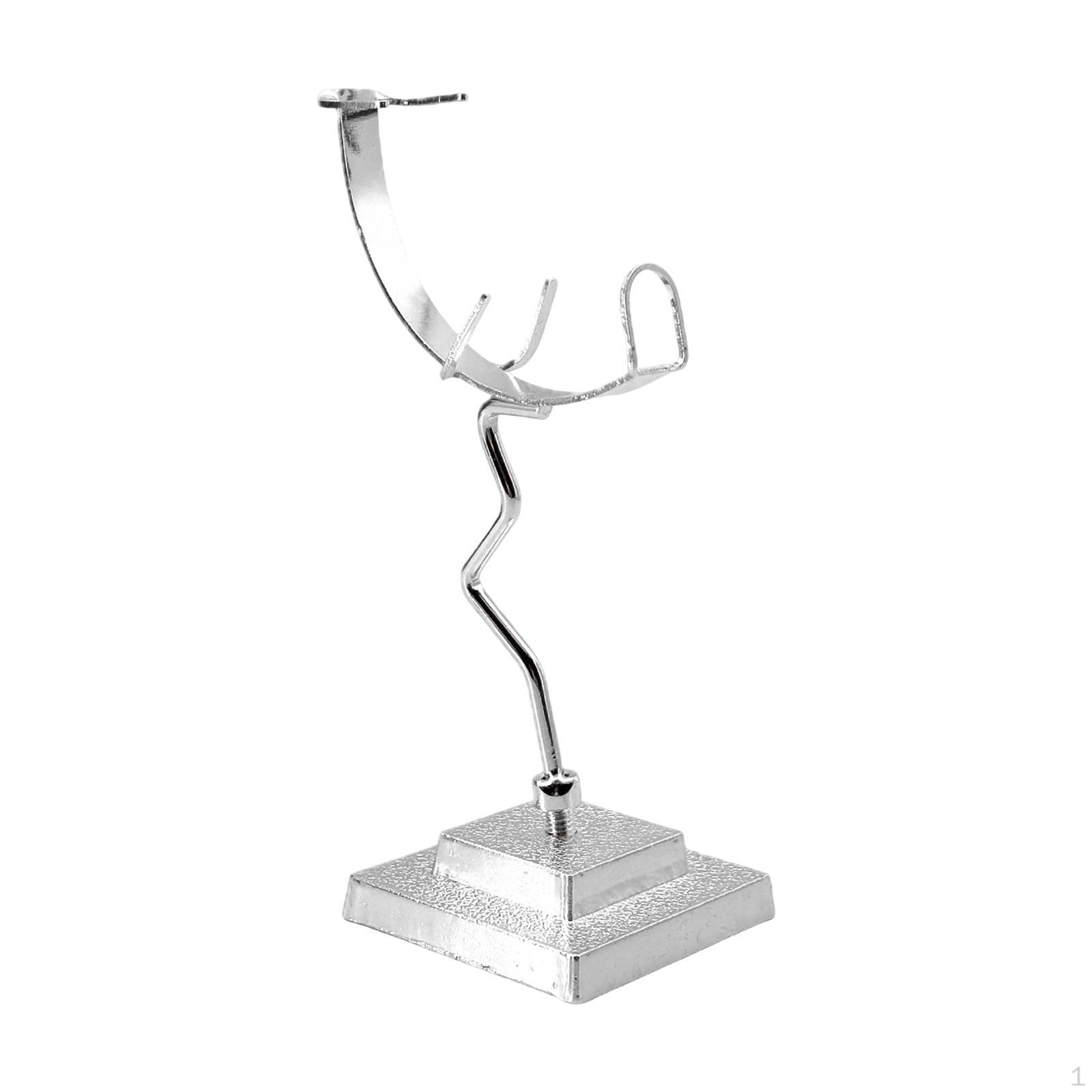 Display Metal Mineral Stand Base Crystal Holder Handcrafted Curved Suitable for in Office argent