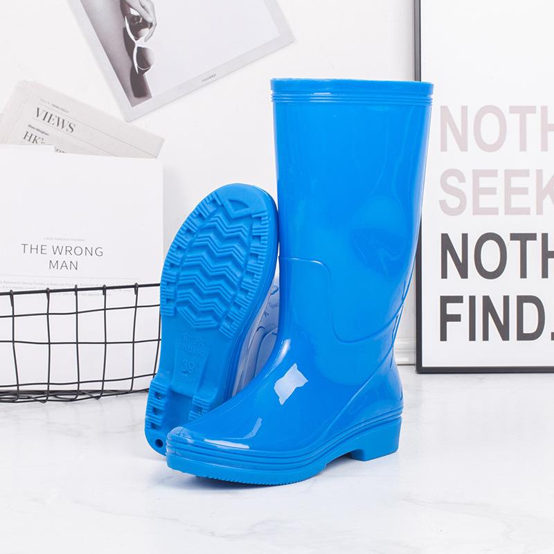 Golden Elephant Water Shoes Women's High Tube Without Lining Quick-drying Rain Shoes Adult High Heel Waterproof Glue Shoes Work Shoes Low Heel