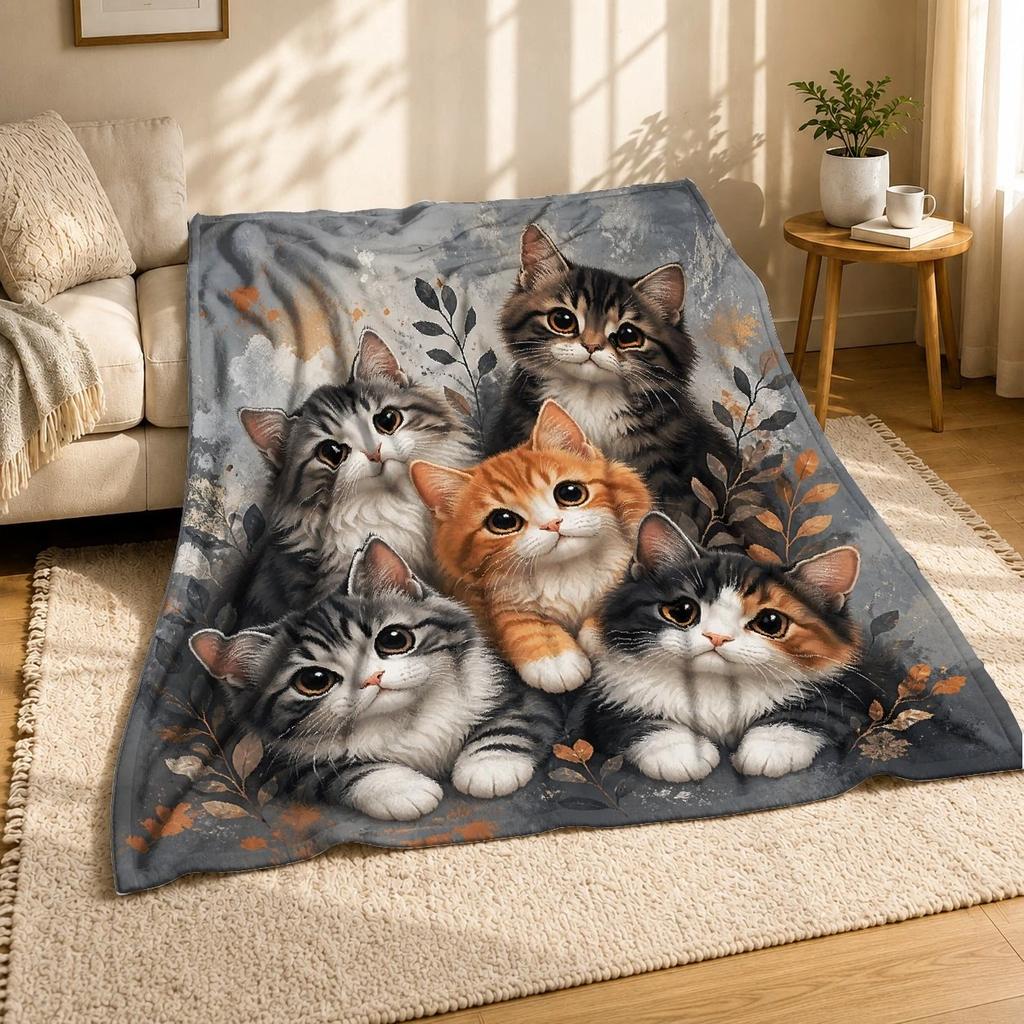 Five Cats Coral Fleece Blanket