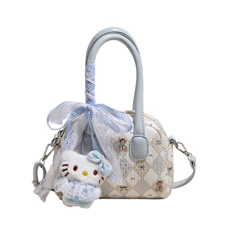 Koreanische Niedliche Schleife Karomuster Handtasche - 2025 Herbst/Winter Vielseitige Schulter Crossbody Tasche