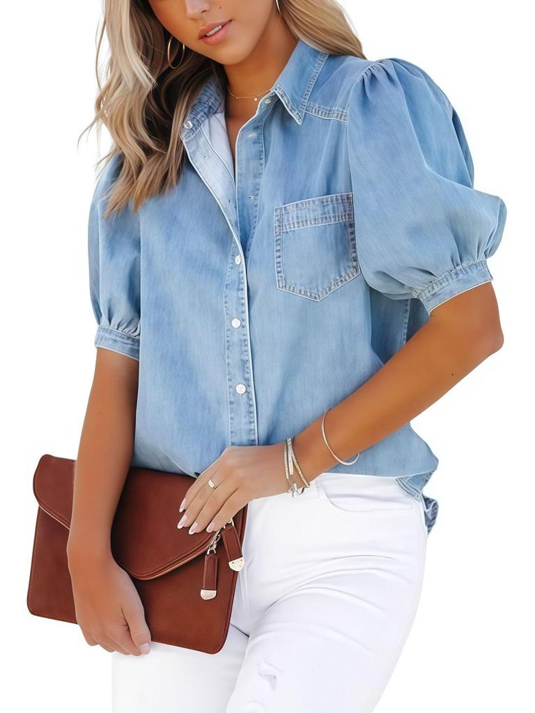 2026 Spring/Autumn European Style Multi-color Women's Imitation Denim Cardigan Shirt, Various Sizes