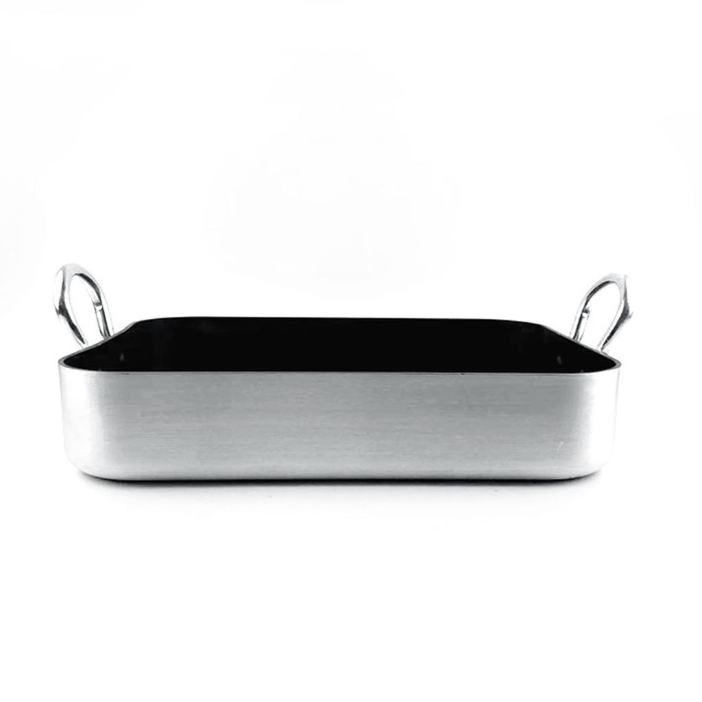 Rectangle Frying Pan Nonstick Aluminum Alloy Multifunction Flat Single Bottom Fry Pan with Handles