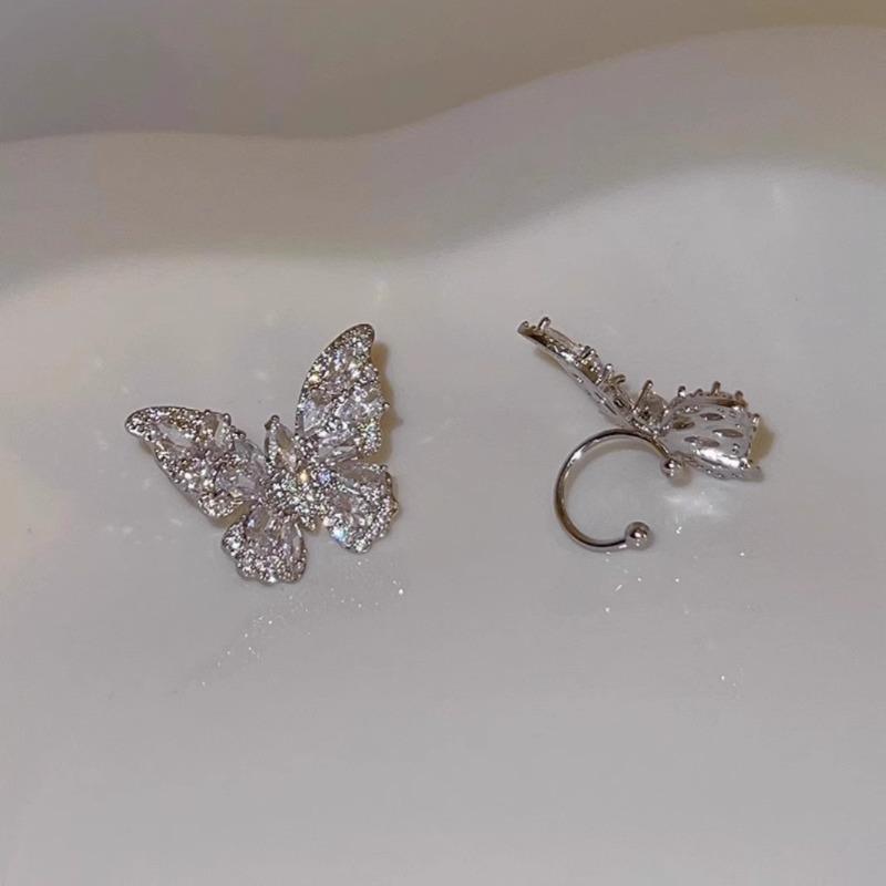 Butterfly-shaped Ear Barrette Women's Non-pierced Earrings with Luxurious and High-end Feel, New Year's Fairy Tale Style Ear Jewelry Stud