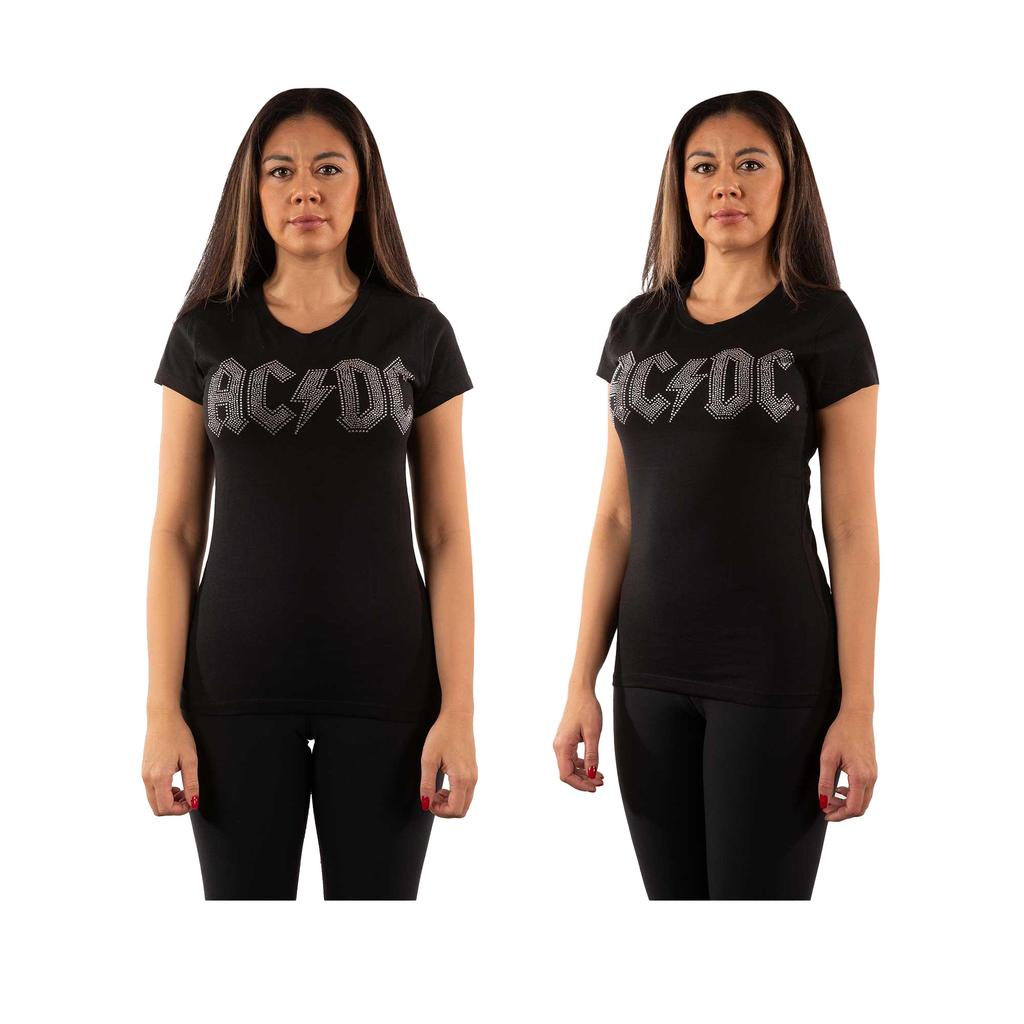 AC/DC Damen-/Damen-T-Shirt mit Diamante-Logo