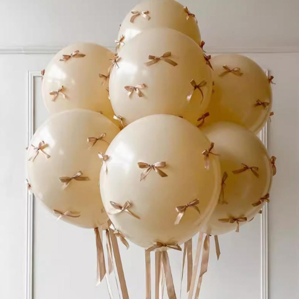 5Pcs 12-inch Bow Balloon Set Ballet Style Pink Ins Bow Floating Balloons Proposal Ceremony Birthday Party Scene Arrangement