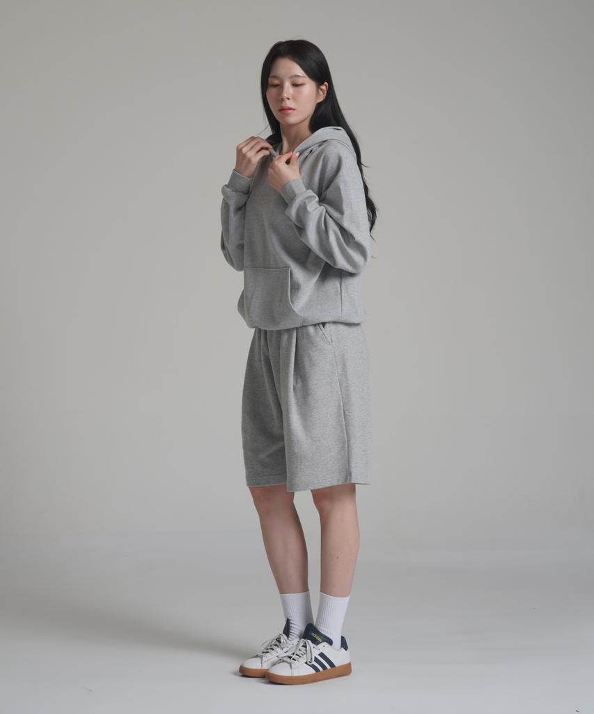 Loose Fit Crop Easy Hoodie - Gray