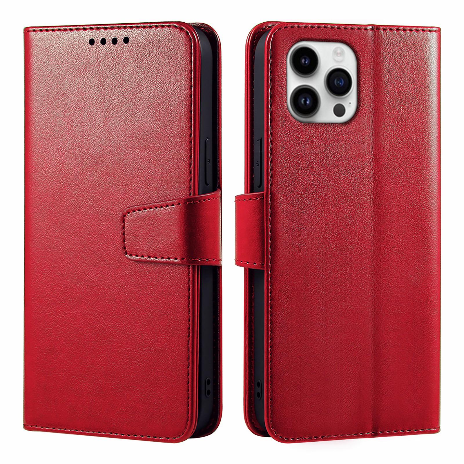 

For iPhone 16 Pro Max Case Card Holder Wallet Leather Phone Cover Red