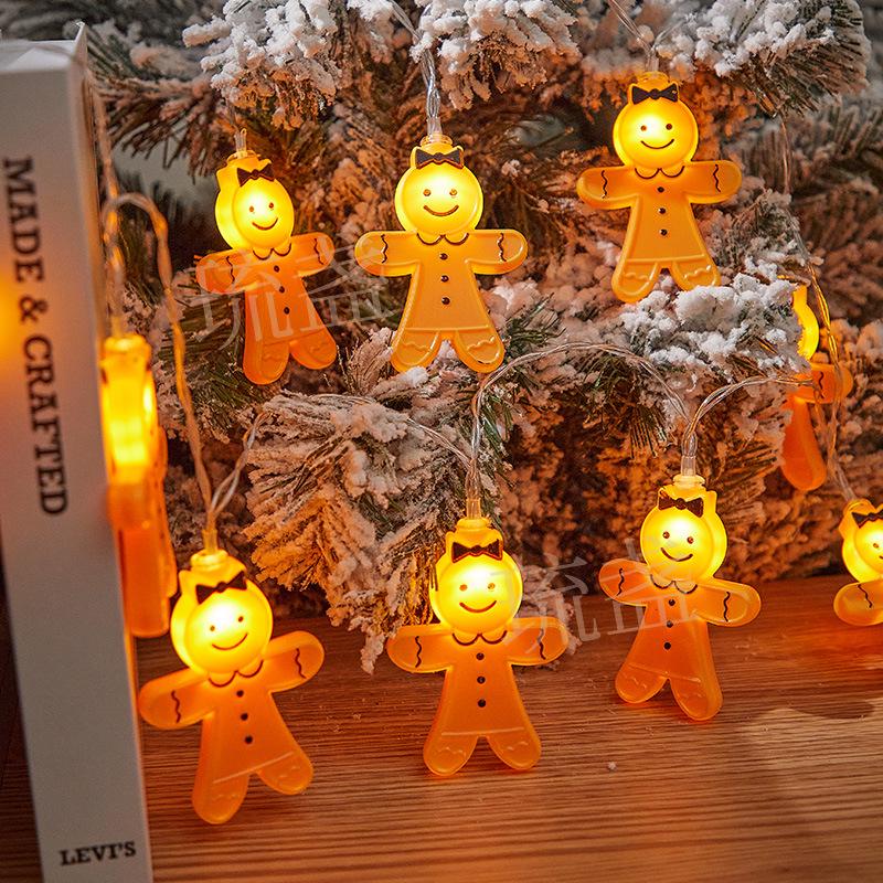 Gingerbread Man LED String Lights - Festive Indoor Christmas & New Year Decoration with Colorful Battery-Powered LEDs