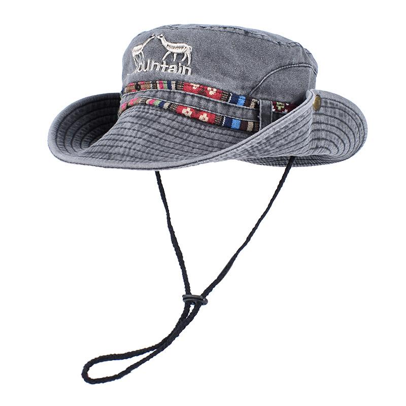 Outdoor Sun Hat Woman Bucket Hat Men Embroidered Vintage Beach Waterproof Fisherman Fishing Cap Summer Foldable Bob Man Panama