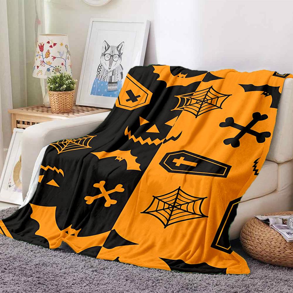 1pc Halloween Spooky Blanket, Lightweight Flannel Throw Blanket for Sofa, Bed, Travel, Camping, Living Room, Office, Couch083