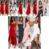 Elegant Women Sleeveless Ruffle Asymmetric Cocktail Long Maxi Sun Dress For Summer