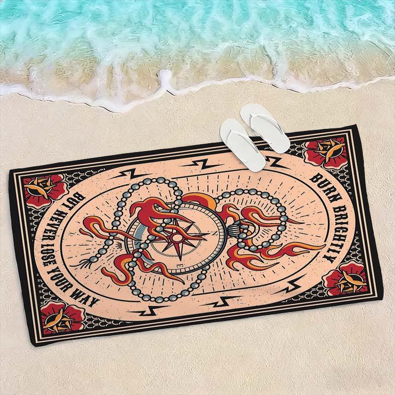 Oversized Beach Towel Pool Towel 80x160cm Vintage Retro Summer Resort Vacation Nautical Print Beach Decor Bath Cloth