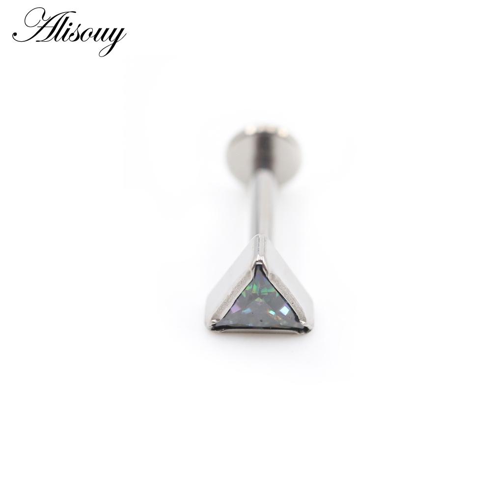 

Alisouy 1PC титановый треугольный циркон с внутренней резьбой лабрет для губ, кольцо-гвоздик, серьга для хряща уха, украшение для пирсинга тела
