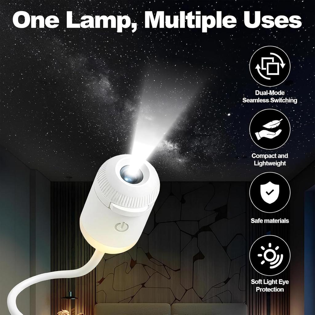 USB Starry Sky Projector Lamp Flexible Gooseneck Night Light Car Interior Ceiling Projection Light Bedroom Romantic Ambient Lamp