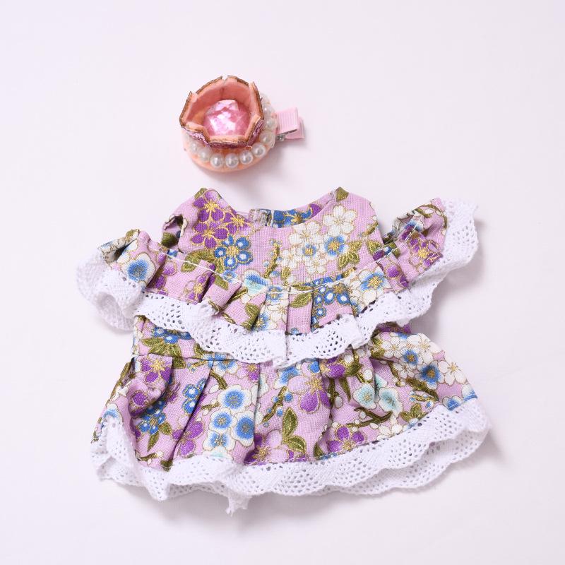 Spain Mia Potato Doll Clothes - 24cm Mia Dress-up Set: Purple Flower Dress & Crown