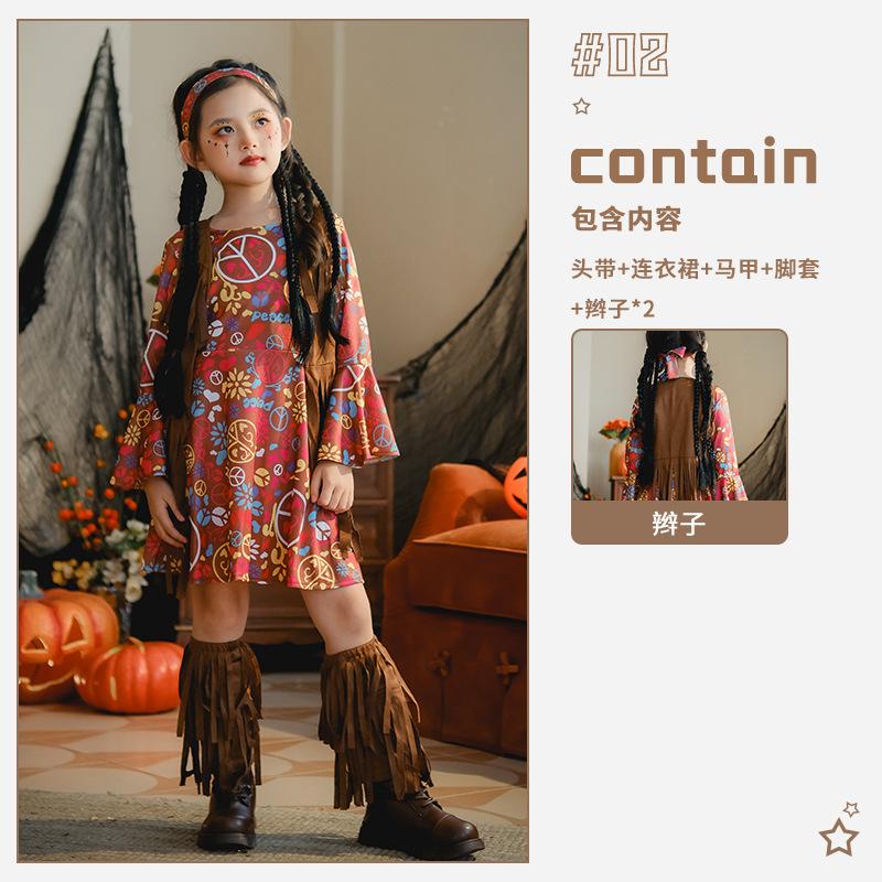 Halloween Kinderbekleidung kleines Mädchen Kinder kleines Mädchen Vintage Hippie Kostüm Kleid