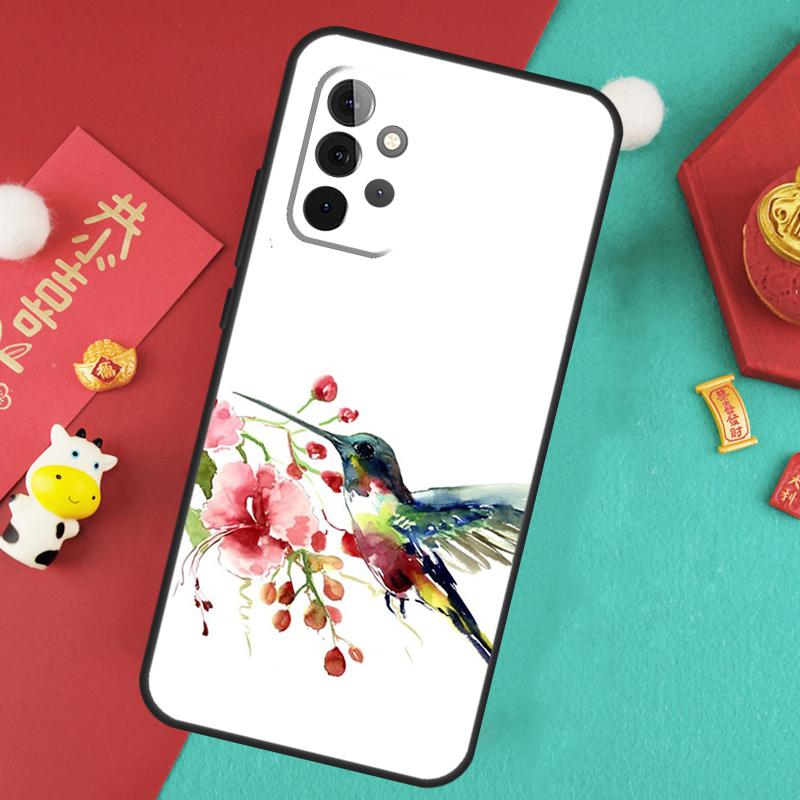 Hummingbird and Flowers Case For Samsung Galaxy A16 A26 A36 A56 A15 A35 A55 A14 A34 A54 A12 A32 A52 A13 A33 A53 A17