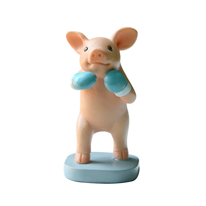 

Мини-пиг Боксер Фигурки Украшения Смола Домашний Декор Счастливое Животное Садовая Статуэтка Для DIY Микроландшафта