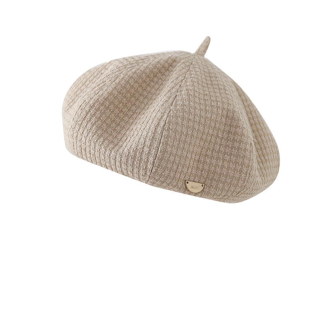 Women's New Autumn and Winter Big Head Circumference Showing Small Simple Beret British Retro Octagonal Painter Hat Trend