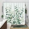 1 Elegant Eucalyptus and Rose Shower Curtain - Soft Green Leaves and White Flowers, Polyester Fabric with Hooks Machine Washable