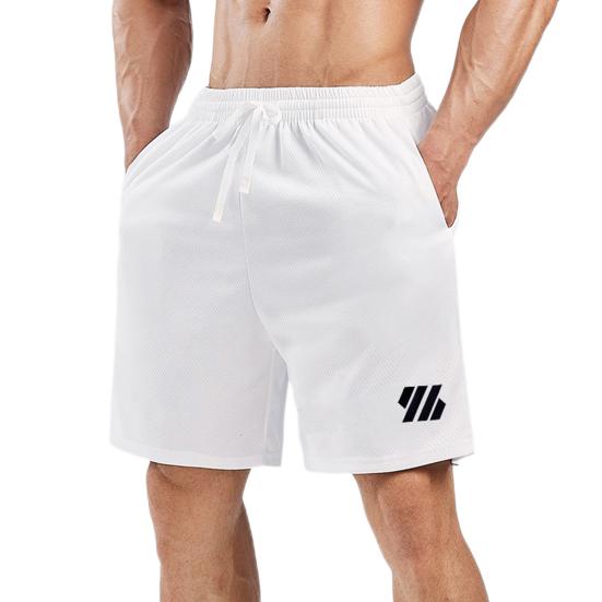 Men Summer Casual Shorts Elastic Drawstring Waist Fitness Shorts Quick-Drying Sports Shorts with Pockets Solid Color Wide Leg Shorts