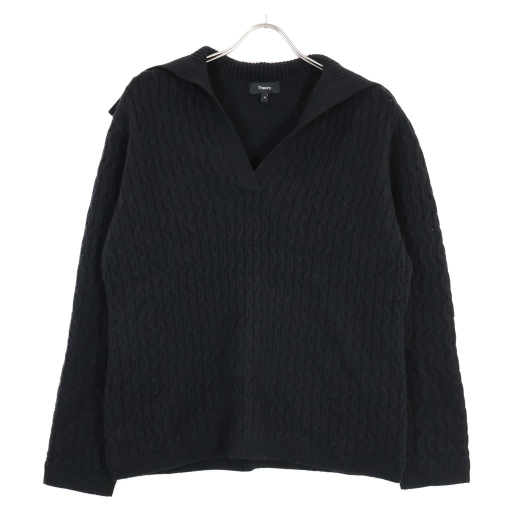 Theory [22AW] 01-2301708-050-904 Cashmere-blend Wool Sailor Collar Knit Sweater/ Tops M blackUsed