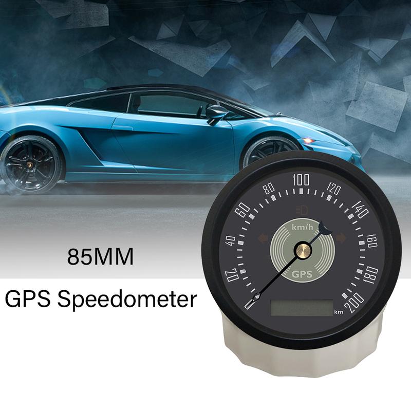 ELING 85mm GPS Speedometer 0-160km/h 0-220MPH Total Mileage Adjustable with Red Yellow Backlight for Car Yacht Universal 9-32V