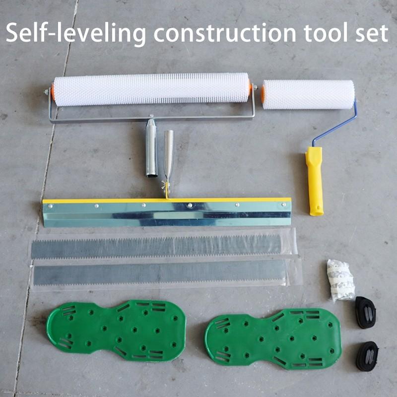 Self-leveling Spike Construction Tools Floor Construction Cement Self-leveling Tool Set Roller with Self-leveling Rake Long/short Roller Brush Self-leveling tool set