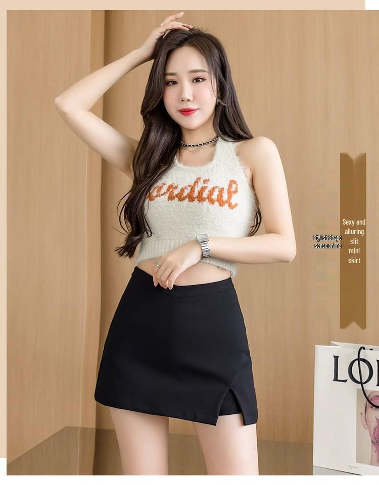 

Женская юбка А-силуэта с разрезом, облегающая фигуру, с высокой посадкой, черная - Весна/Лето 2024, укороченная асимметричная юбка, стройнящая 2XL