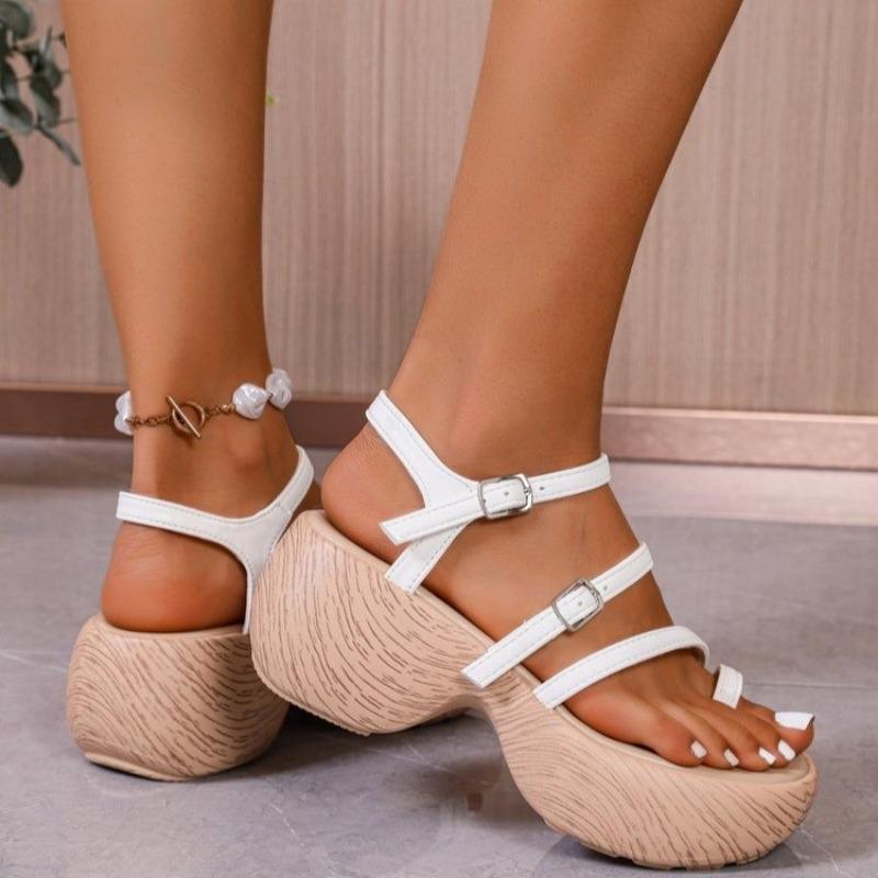 Fashion 2025 Hot Sale Rome New Women's Open Toe Sandals Summer Round Toe Platform Buckle Strap Sandals for Concise Casual Dress Shoes