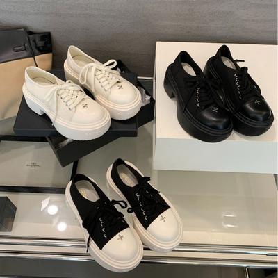 Herbst Dicksohlige Große Runde Zehenpartie Dicksohlige Lässige Canvas-Schuhe für Damen