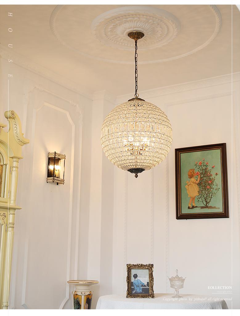 Medieval French Court Style K9 Crystal Chandelier Retro Light Luxury Globe Chandelier Living Room Bedroom LED Decorative Lamp