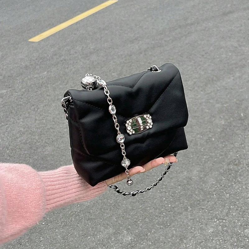

Small Bag Women S High-End Texture Niche Light Luxury Transfer Bead Chain Bag Portable Messenger Is Popular Today чёрный