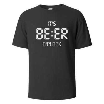 Beer O 'clock Print T-shirt Personality Casual Simple Street Fashion Cotton Summer T-shirt Men and Women Loose Casual Top Y2K