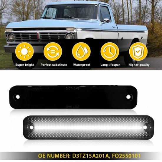 

2x L/R Smoked White LED Side Marker Light For 1973-1979 Ford F100 F150 F250 F350