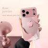Funda de Cristal Metálico Rosa Claro de Lujo con Patrón de Manzana para iPhone 17 16 15 14 13 12 11 Pro Max Plus 17Air 16E