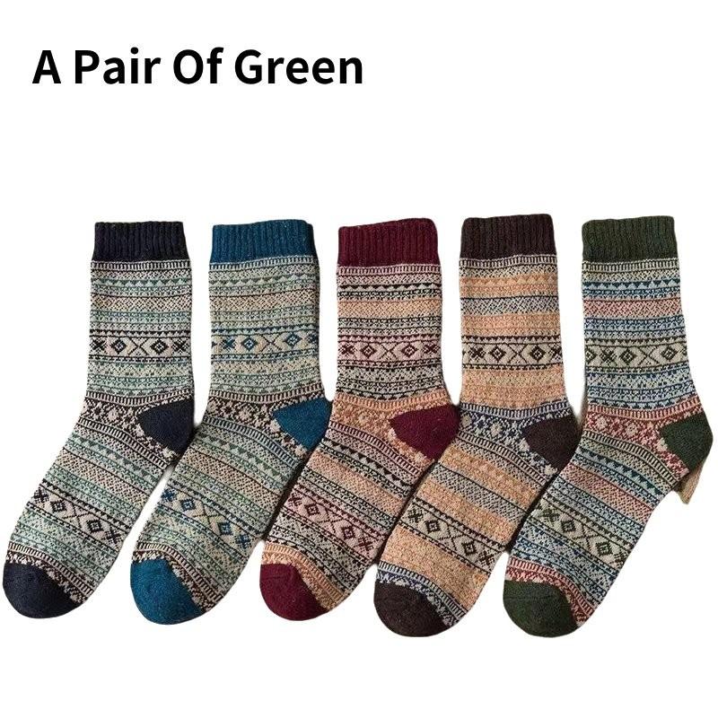 

Мужские термоноски Зимние Сохраняют тепло Толстые Для ходьбы Походов Крупной вязки Защита от холода зелёный