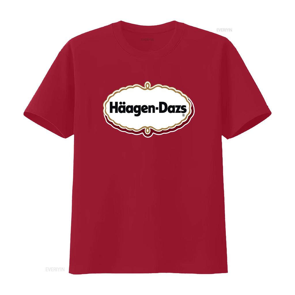 Häagen Dazs Ice Cream Logo Print T Shirt Stylish and Unique Design for Lovers Vintage Washed Homme Graphic Designer Clothes