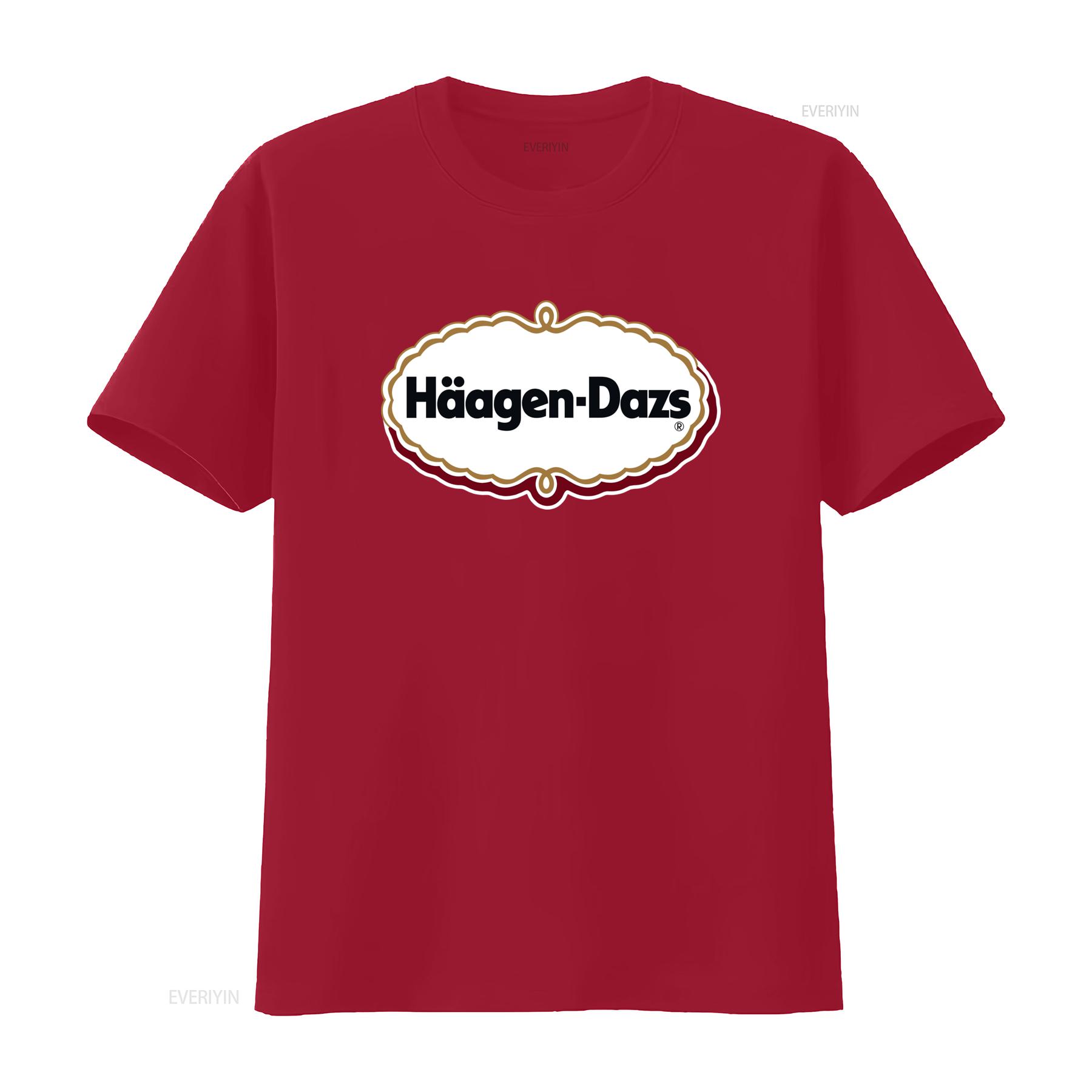 Häagen Dazs Ice Cream Logo Print T Shirt Stylish and Unique Design for Lovers vintage Washed homme graphic designer clothes S