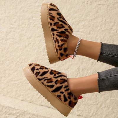Winter neue dicksohlige Samt verdickte Schneestiefel für Damen, große Größe warme Leopardenmuster Kurzstiefel, Baumwollschuhe für Damen