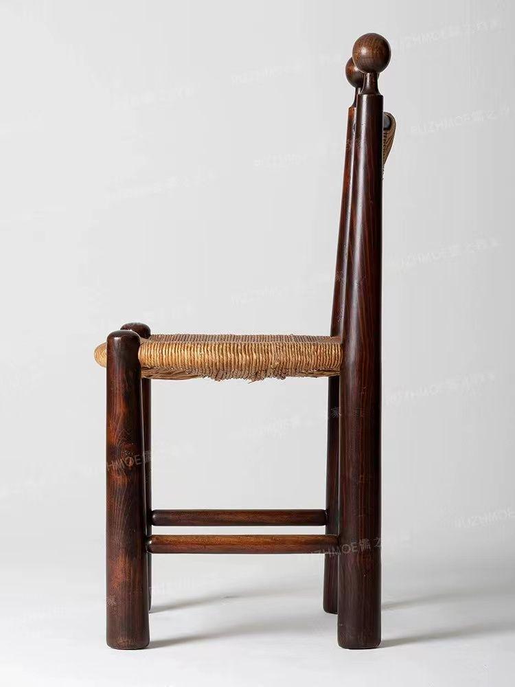 Vintage Solid Wood Rattan Dining Chair - Simple Home, Cafe, and Leisure Backrest Chair
