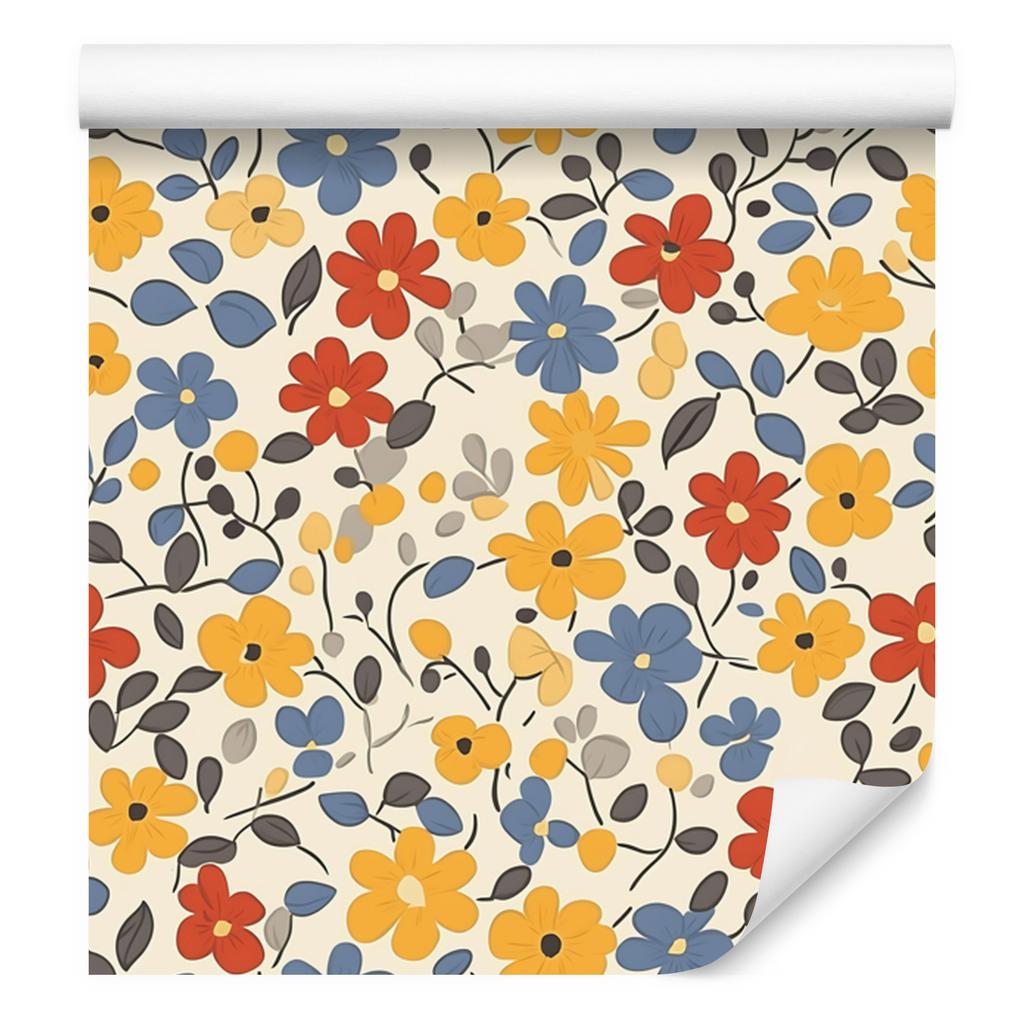 Cottagecore Flowers Wallpaper Cream and Beige for Living Room and Bedroom 50x1000