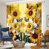 Sunflower Butterfly Print Curtains Polyester Pocket Rod Top Bedroom Living Room Office All Season Home Decor Curtain Ideal For Sitting