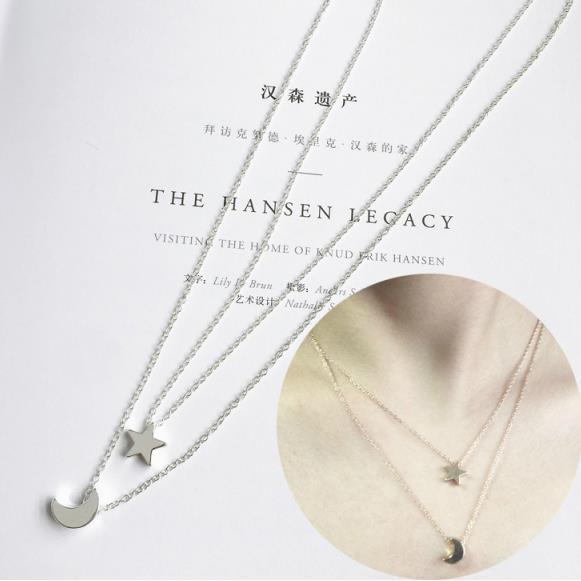Korean Version Star Moon Pendant Necklace Short Clavicle Chain Fashion Versatile Women's Jewelry C063