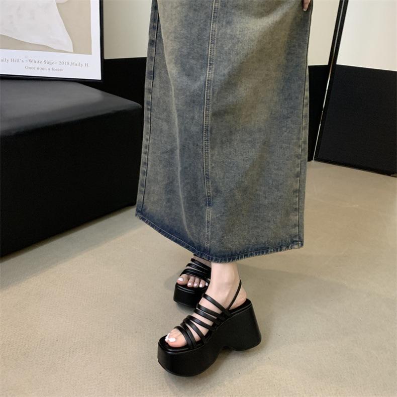 Beach Fashion Waterproof Roman Sandals Ladies Chunky High Heels Fashion High-heeled Slippers Wedge Casual Sandals