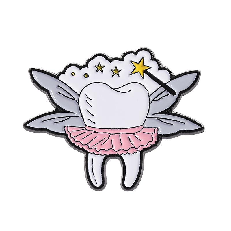 White Teeth Enamel Pin Brooch Badge For Bags Jeans Hoodies Denim Lapel Pin Jewelry Kids Best Party Weddinggift