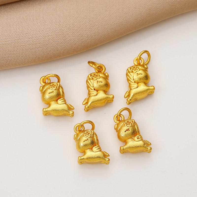 Sand Gold Jingtai Blue Enamel Zodiac Horse Pendant for DIY Bracelets & Necklaces
