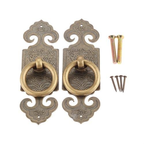 DRELD 2 Pezzi Maniglia Diritta per Mobili in Ottone Cinese Antico Ferramenta per Porte Manopola a Tirare in Rame per Cassetta di Legno 10cm/12cm/15cm